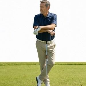 PGA‎ men's authentic performance polo Sz M golf blue short sleeve front logo NWT